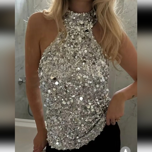 Sequin Halter Neck Tank - Picture 2 of 4